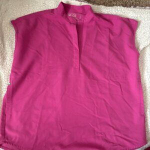 FIGS Bright Fuchsia Sleeveless Split-Neck Blouse